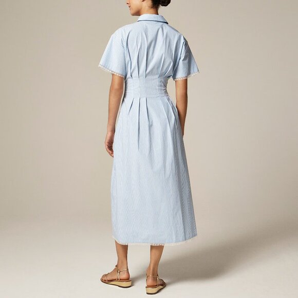 NWT J Crew Wren Lace-Trim Shirtdress in Stripe Size 4 - Picture 2 of 3